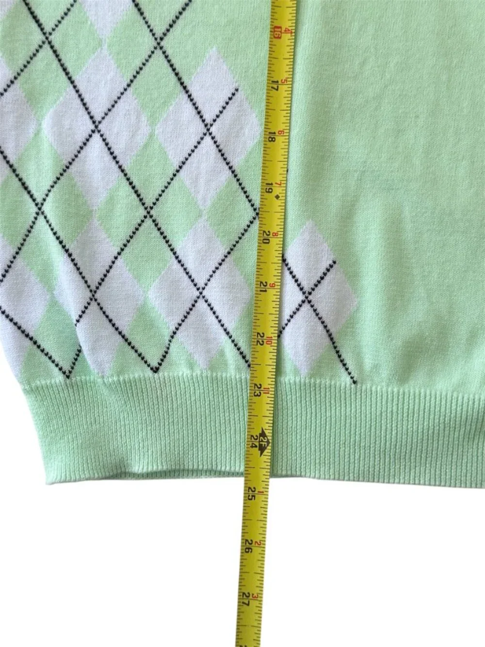 Glenmuir 1891 Cotton Golf Argyle 1/4 Zip Long Sleeve Sweater Ladies Mint Green L